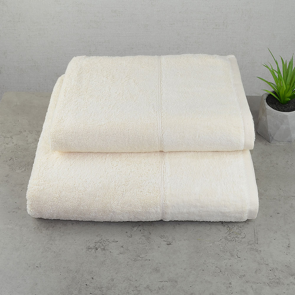 

Набор полотенец велюр/махра 2шт GM Textile 50x90см, 70x140см Премиум качества Milado 550г/м2 (Ванильный)