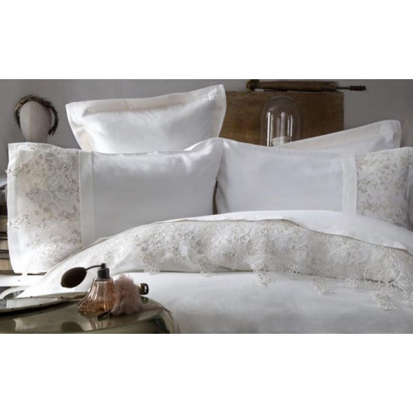 

Комплект постельного белья Pupilla Venedik Ekru Евро (4 наволочки), сатин с 3D вышивкой