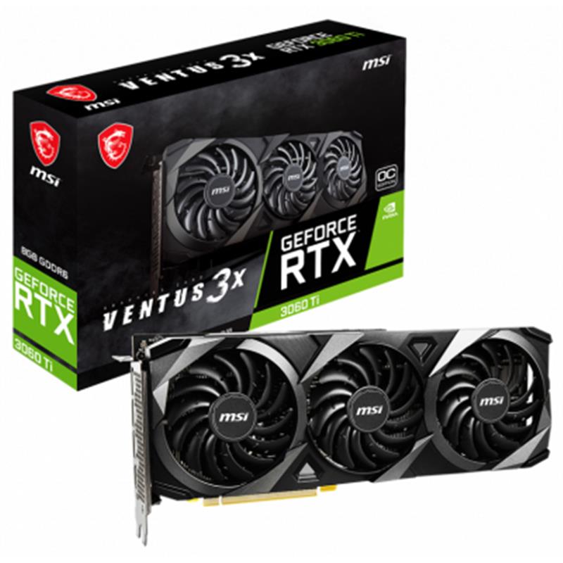 

Видеокарта GF RTX 3060 Ti 8GB GDDR6 Ventus 3X OC MSI (GeForce RTX 3060 Ti VENTUS 3X 8G OC) (LHR)