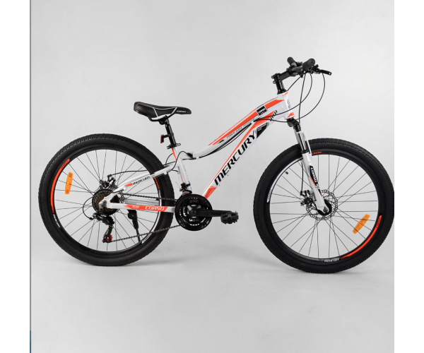 

Спортивный велосипед CORSO Mercury 26 дюймов 68147 рама алюминиевая, оборудование Shimano 21 скорость, Белый