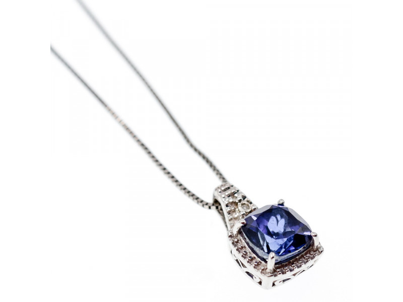 

Серебряная цепочка с кулоном сапфир и бриллиант Натуральный Sky Jewelry 003334