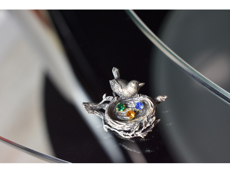 

Винтажная серебряная брошь с разноцветными фианитами Sky Jewelry 000829