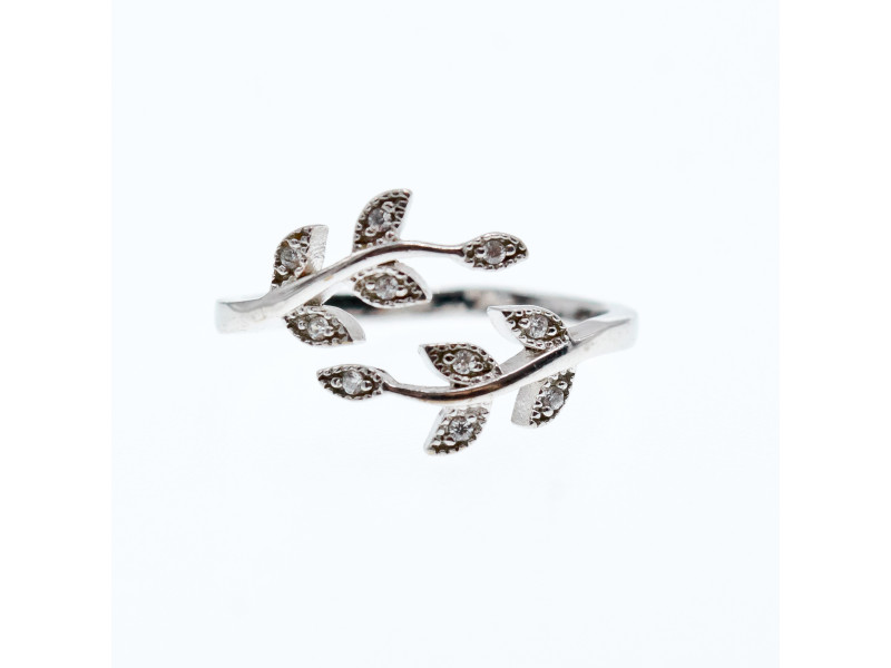 

Серебряное кольцо с камнями белый топаз Листва Натуральный Sky Jewelry 003289