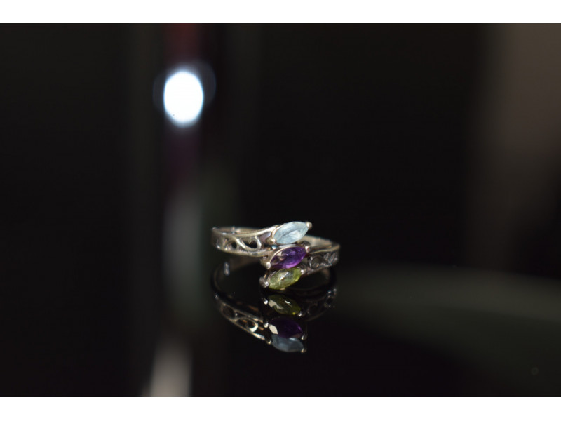 

Серебряное кольцо 925 проба с Топазом, Аметистом и Перидотом Sky Jewelry 000899