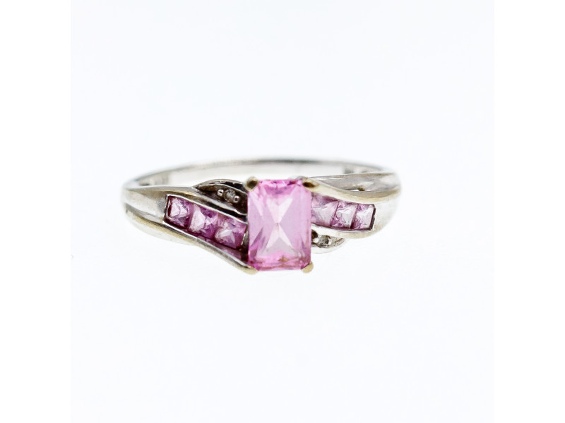

Золотое кольцо 10К (417 проба ) с розовым топазом и бриллиантами Sky Jewelry 000550