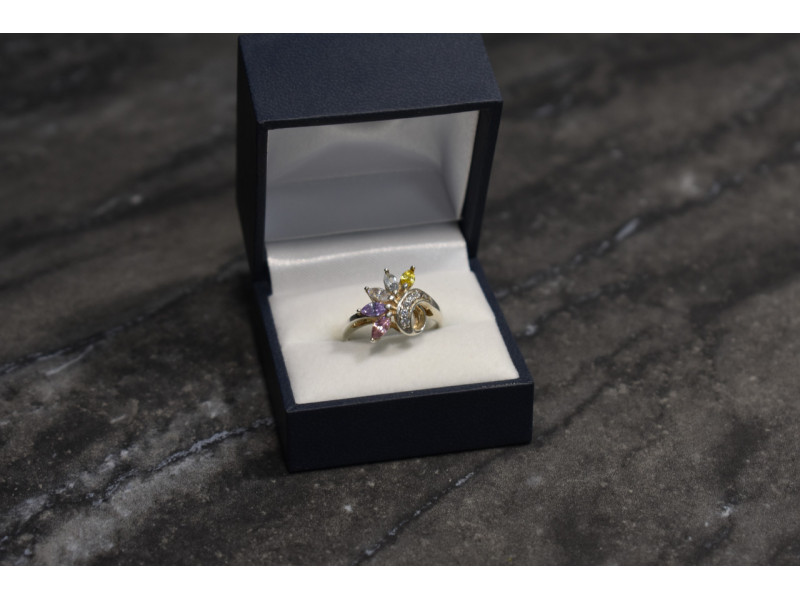 

Серебряное кольцо 925 проба с разноцветными фианитами Sky Jewelry 000755