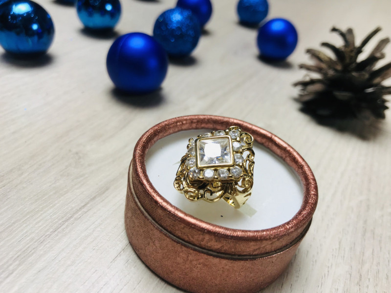 

Серебряное кольцо в позолоте 925 проба с фианитами Sky Jewelry 000525