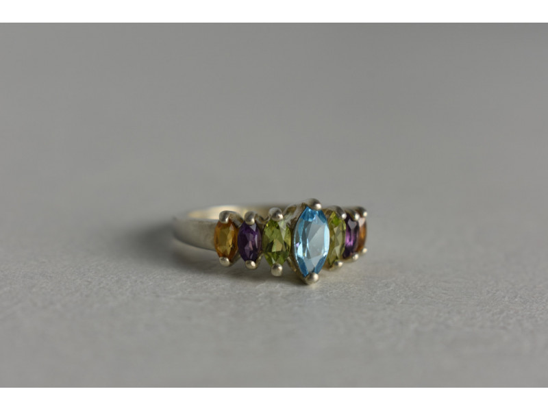 

Серебряное кольцо 925 пробы с разноцветными натуральными камнями Sky Jewelry 000964