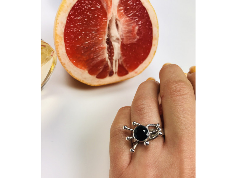 

Серебряное кольцо с черным Турмалином (Шерл) Sky Jewelry 000370