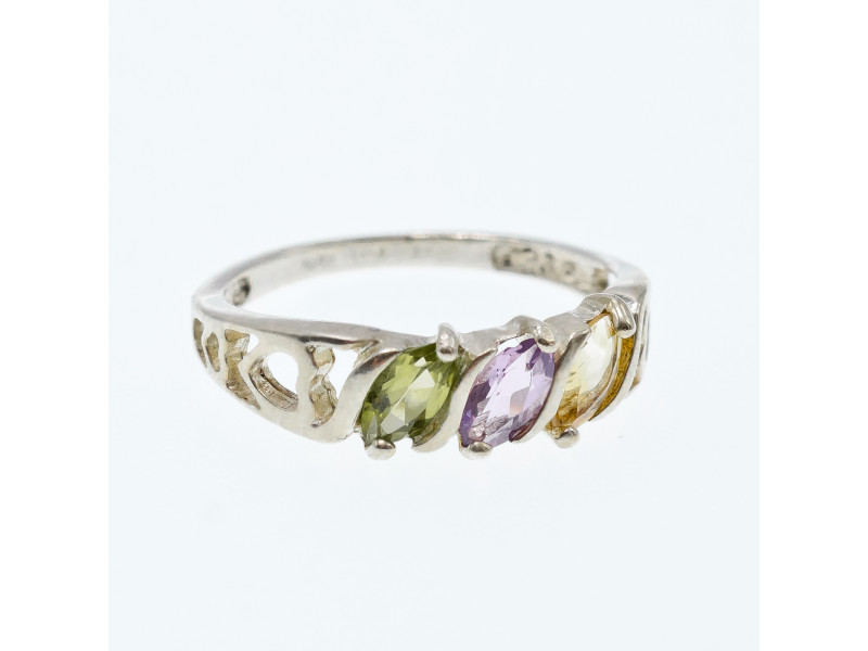 

Серебряное кольцо с хризолитом аметистом и цитрином Натуральный Sky Jewelry 003252
