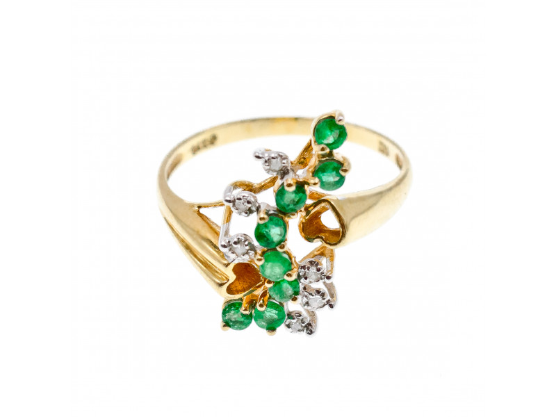

Золотое кольцо с изумрудами и бриллиантами Вдохновение Натуральный Sky Jewelry 003254