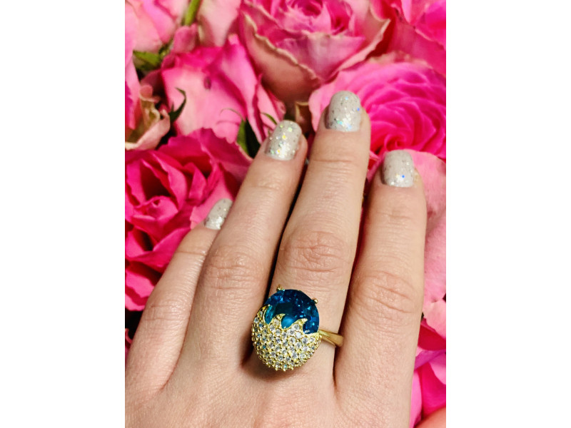 

Серебряное кольцо с голубым камнем Алпанит Sky Jewelry 000805