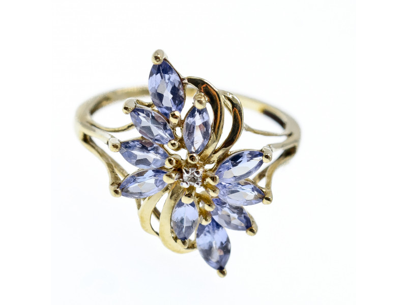 

Золотое кольцо 14К (585 проба) с Танзанитом и Бриллиантом Sky Jewelry 001064
