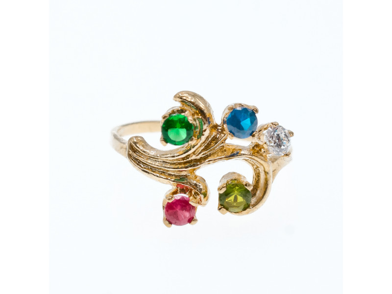 

Золотое кольцо с разноцветными камнями шпинель Натуральный Sky Jewelry 003249