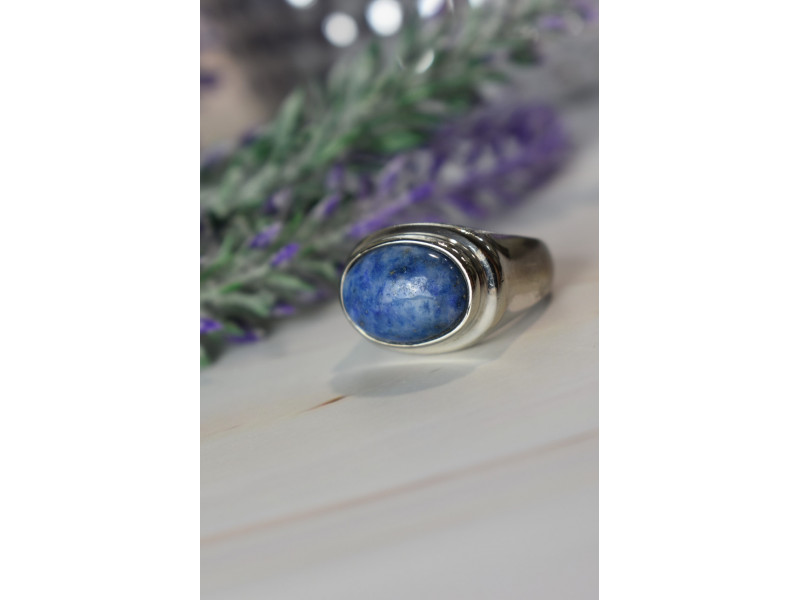 

Серебряное кольцо 925 пробы с камнем Содалит Sky Jewelry 001028