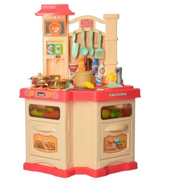 

Кухня Bambi 848A-B духовка, плита, мойка льется вода, посуда, продукты