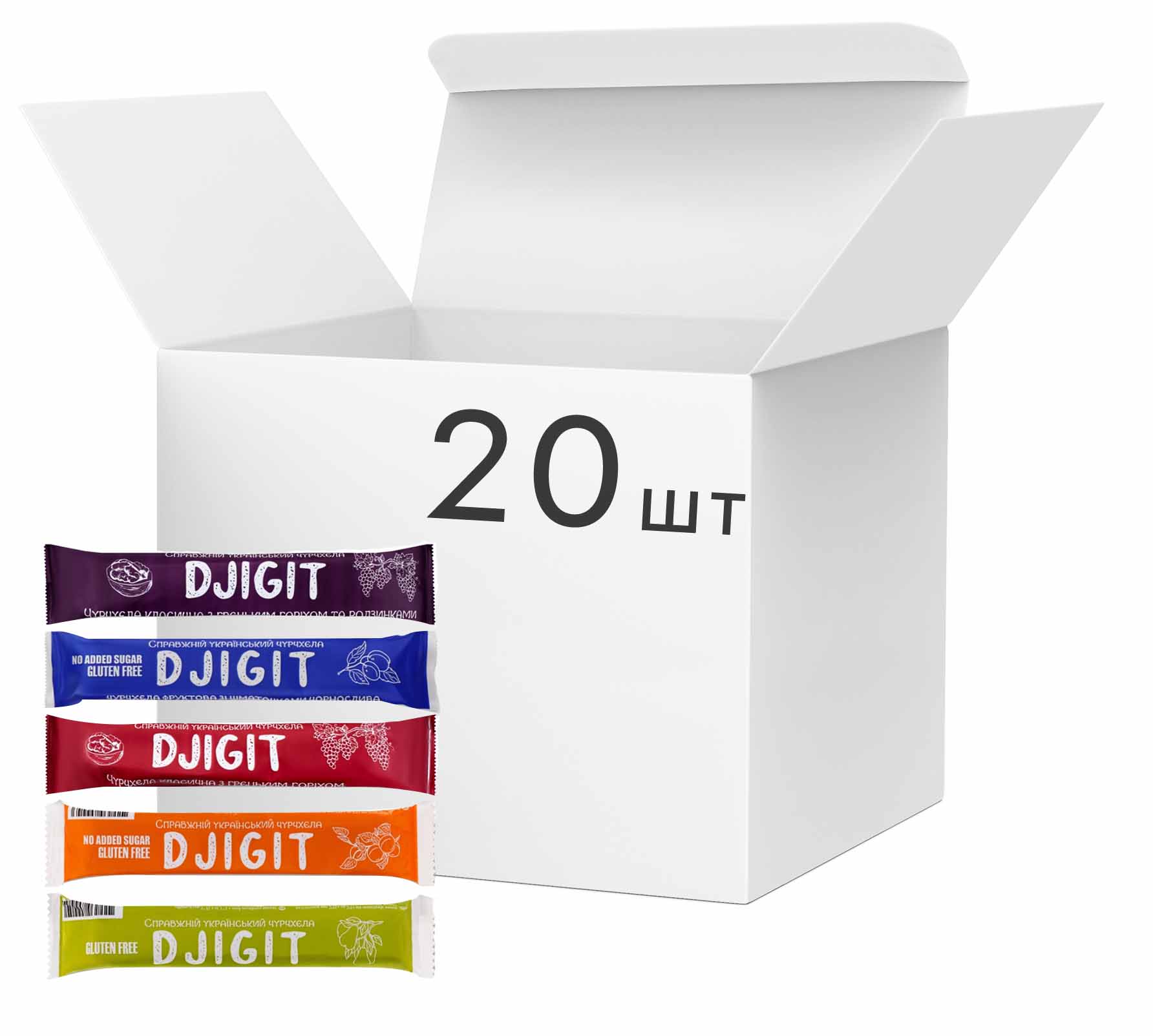 Акція на Упаковка батончиков DJIGIT орехово-фруктовых в ассортименте 5 вкусов 30 г х 20 шт (10799439693002) від Rozetka UA