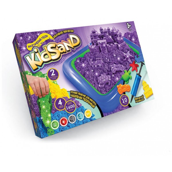 

Набор для творчества Кинетический песок KidSand Danko Toys 1600 г + песочница Violet (7450DT-RT)