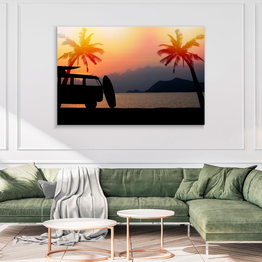 

Картина на холсте Природа Silhouette Vintage Car In The Beach 45х60 см.