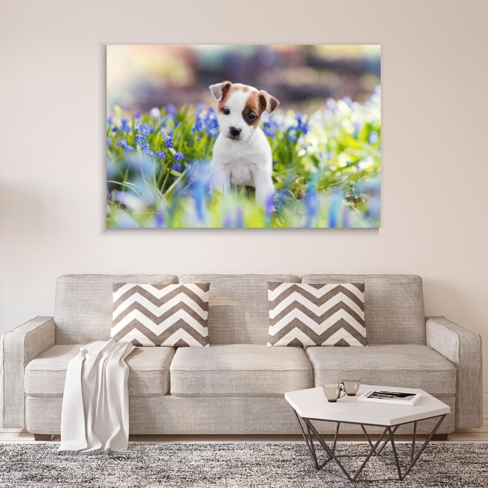

Картина на холсте Животные Puppy Sitting In Flowers 45х60 см.