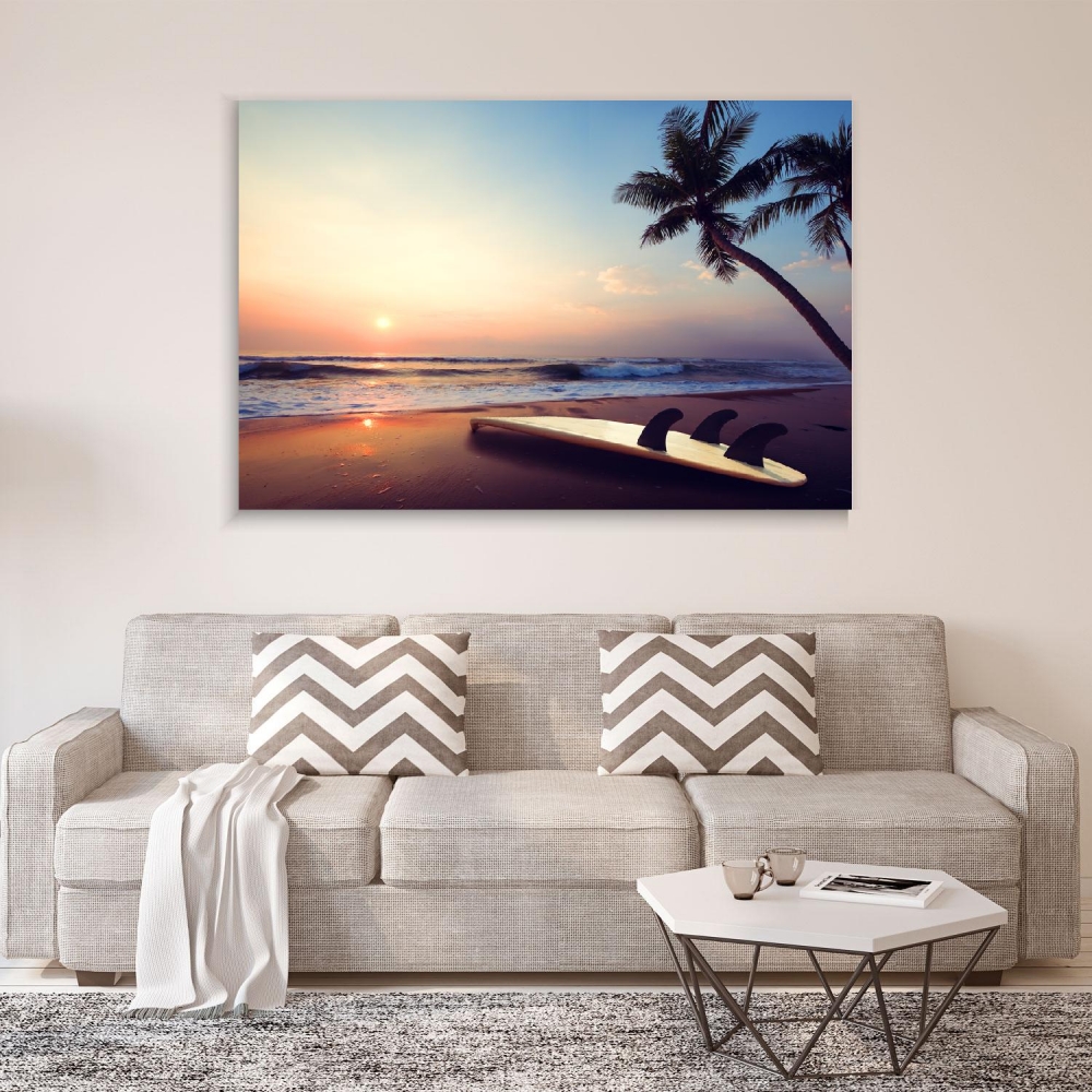 

Картина на холсте Природа Surf Board On A Tropical Beach 110х150 см.