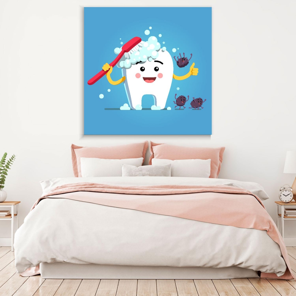 

Картина на холсте Стоматология Happy Cartoon Tooth 90х120 см.