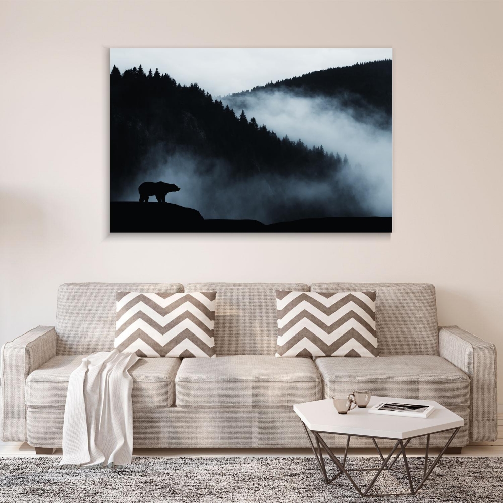 

Картина на холсте Животные Bear Silhouette And Foggy Mountains 45х60 см.