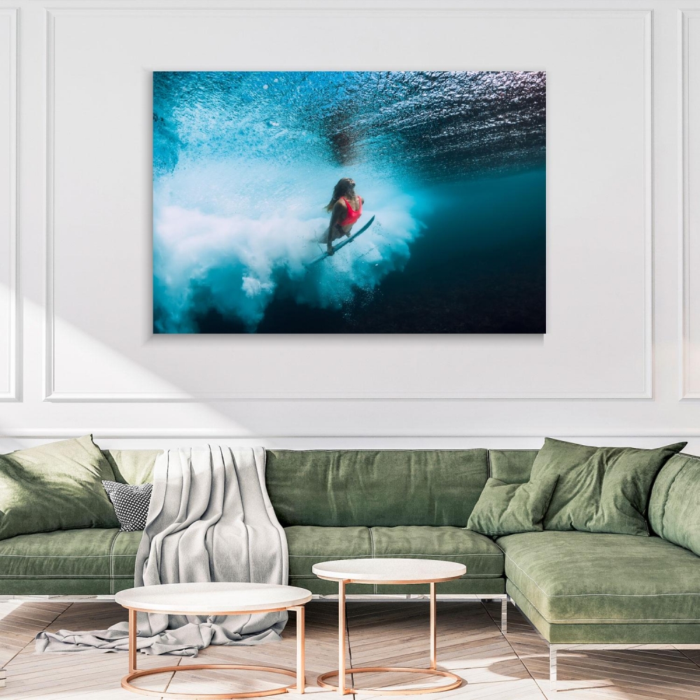 

Картина на холсте Природа Surfer Girl With Surfboard 90х120 см.