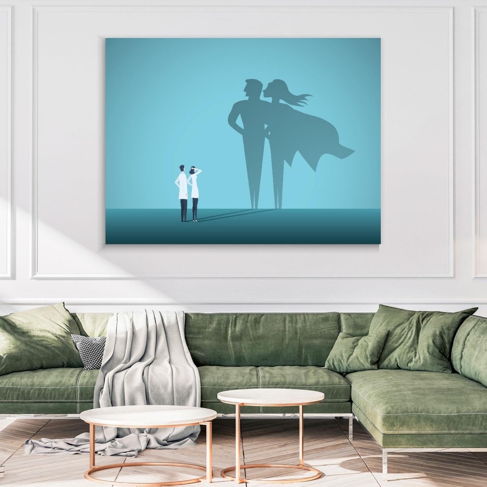 

Картина на холсте Стоматология Doctors Looking At Superhero Shadow 90х120 см.
