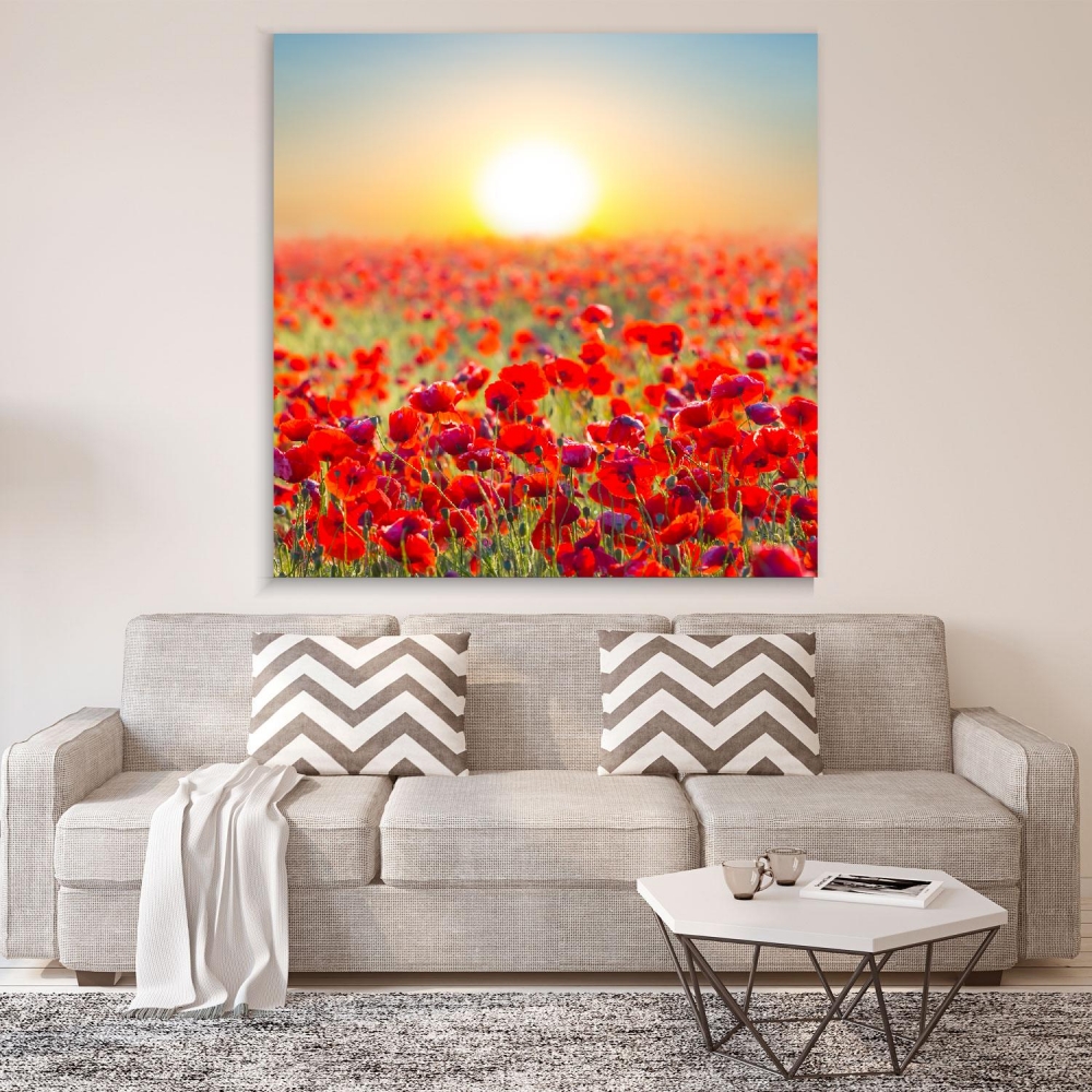 

Картина на холсте Природа Red Poppy Field 90х90 см.