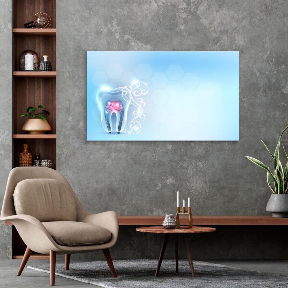 

Картина на холсте Стоматология Beautiful Clean Transparent Tooth Anatomy 70х140 см.