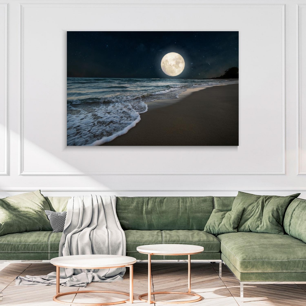 

Картина на холсте Природа Romantic Beach And Full Moon 45х60 см.