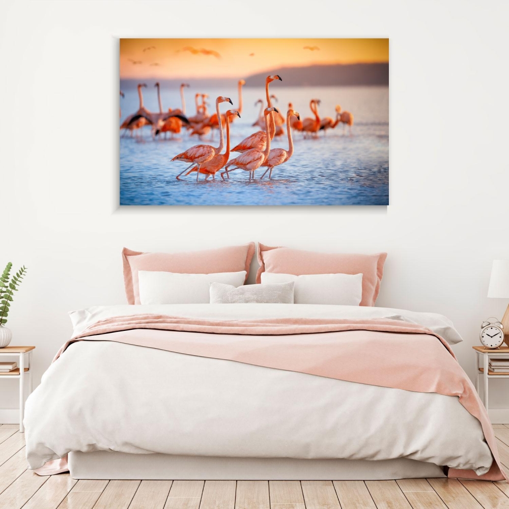 

Картина на холсте Животные Flock Of Pink Flamingos 110х150 см.