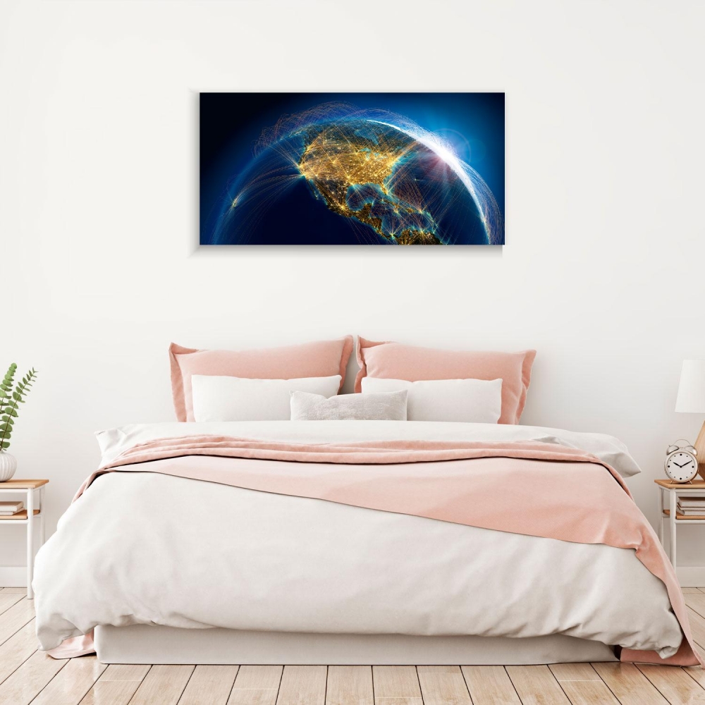

Картина на холсте Космос Planet earth with air routes 45х60 см.