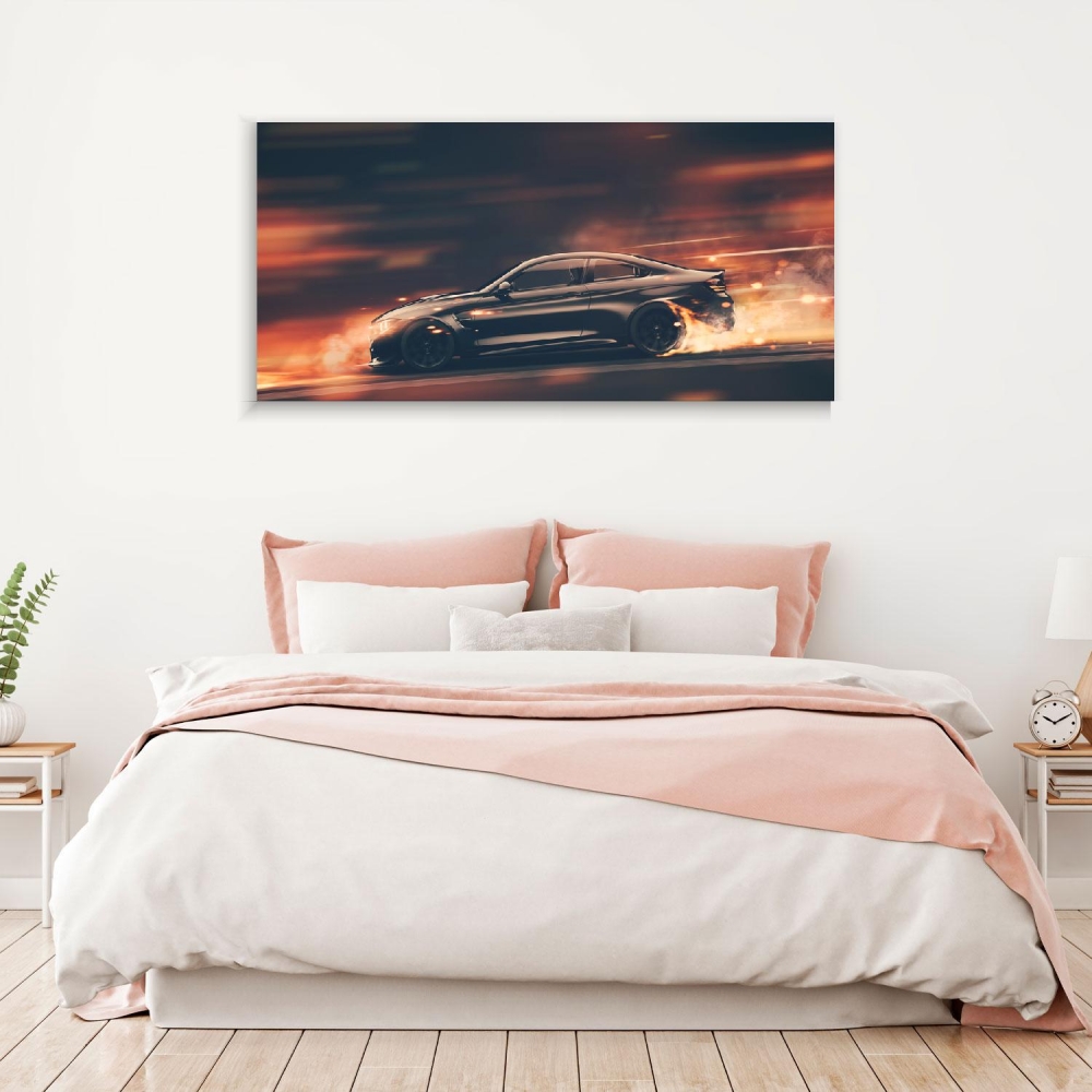 

Картина на холсте Автомобили High Speed Black Sports Car 90х180 см.