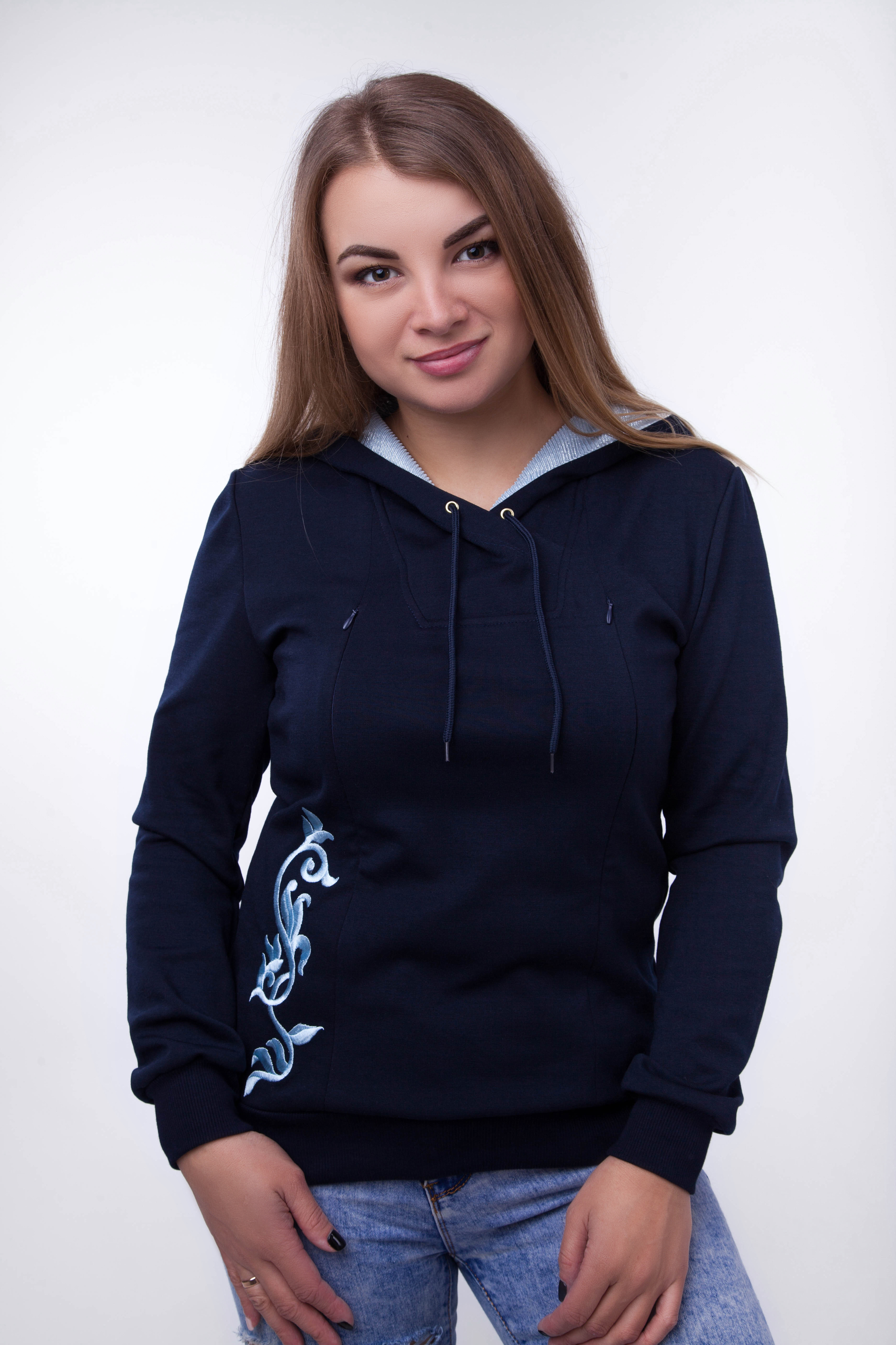 

Теплый свитшот Tariva Cotton "Floreale" для беременных и кормящих мам S синий