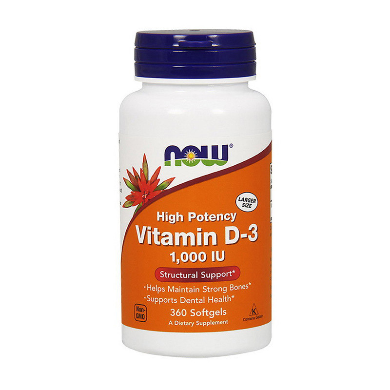 

Витамин Д-3 (холекальциферол) Нау Фудс / Now Foods Vitamin D-3 1000 IU 360 softgels / капсул