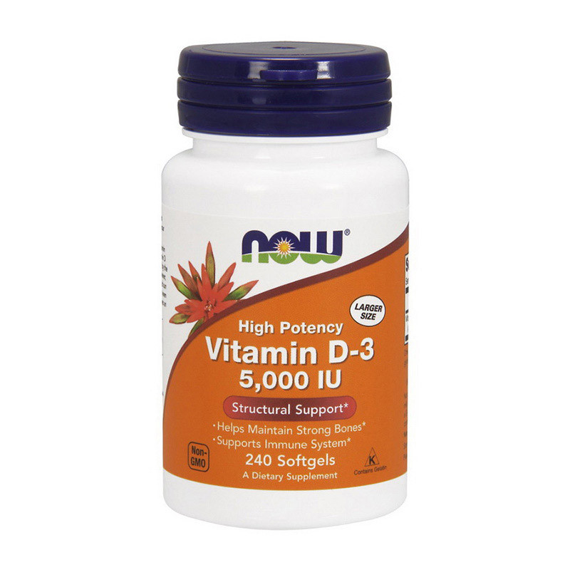 

Витамин Д-3 (холекальциферол) (от ланолина) Нау Фудс / Now Foods Vitamin D-3 5000 IU 240 softgels / капсул