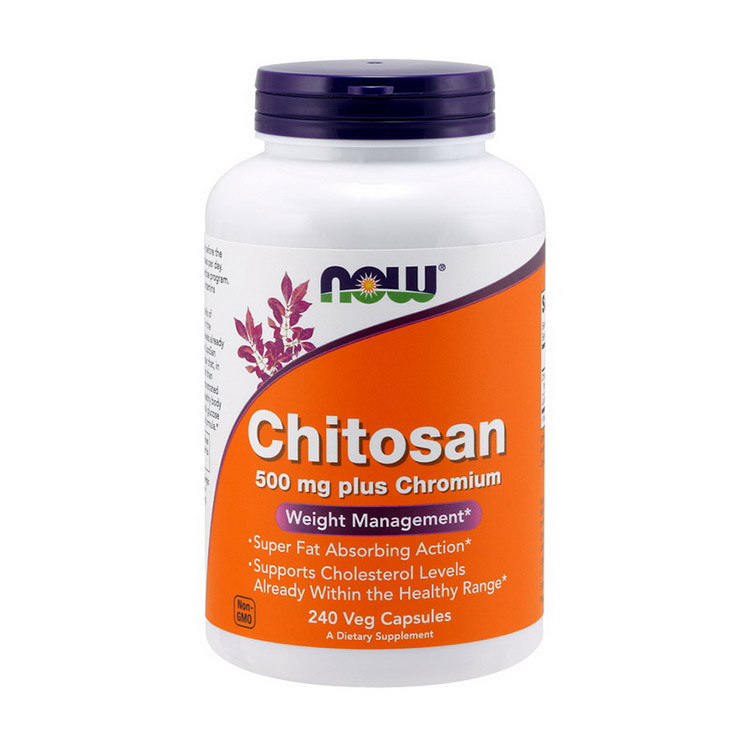 

Хитозан с хромом Нау Фудс / Now Foods Chitosan 500 mg plus Chromium (240 veg caps) / 240 вег. капсул