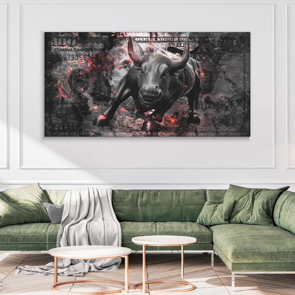 

Картина на холсте Деньги 100$ Bull 90х180 см.