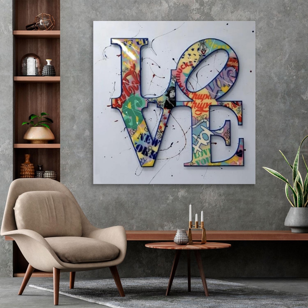 

Картина на холсте Урбан Арт Graffiti Love 90х90 см.