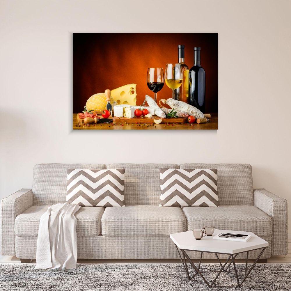 

Картина на холсте Для кухни Wine And Cheese Composition 45х60 см.