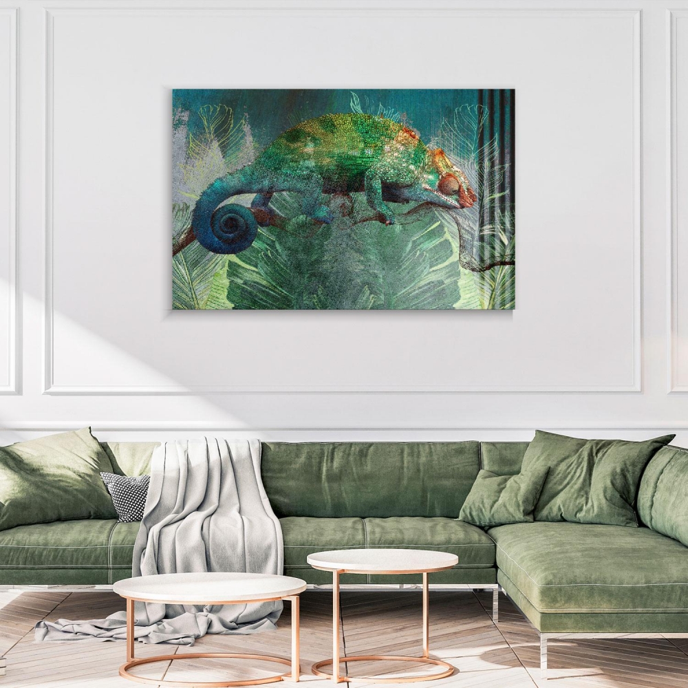 

Картина на холсте Для дома Tropical Plants With Chameleon 70х140 см.