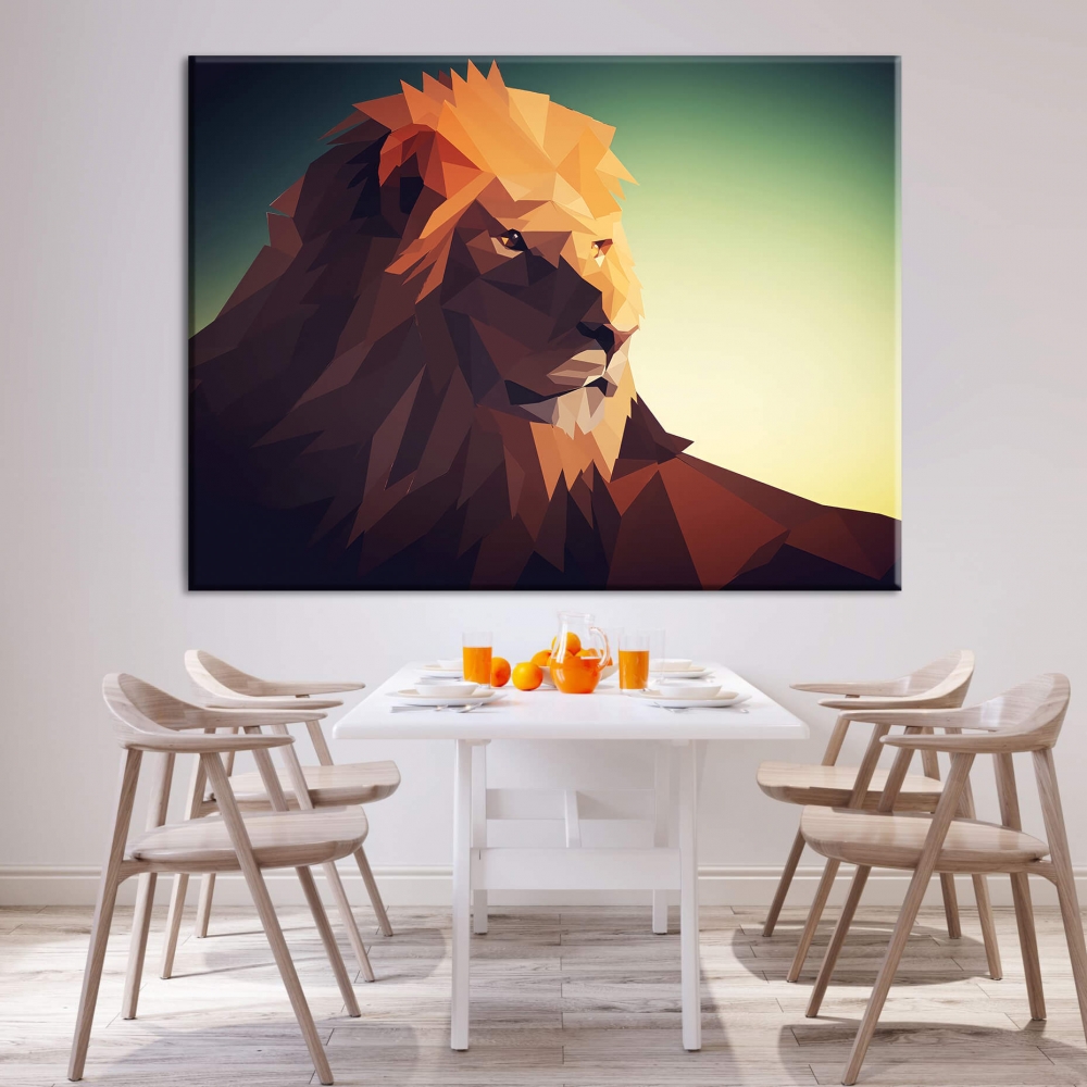 

Картина на холсте Животные Geometric Lion 110х150 см.