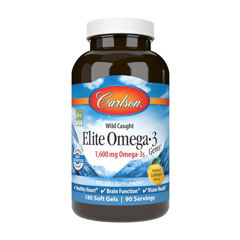 

Элитная Омега 3 рыбий жир Carlson Labs Elite Omega 3 1,600 mg жирные кислоты EPA 800 / DHA 600 180 soft gels