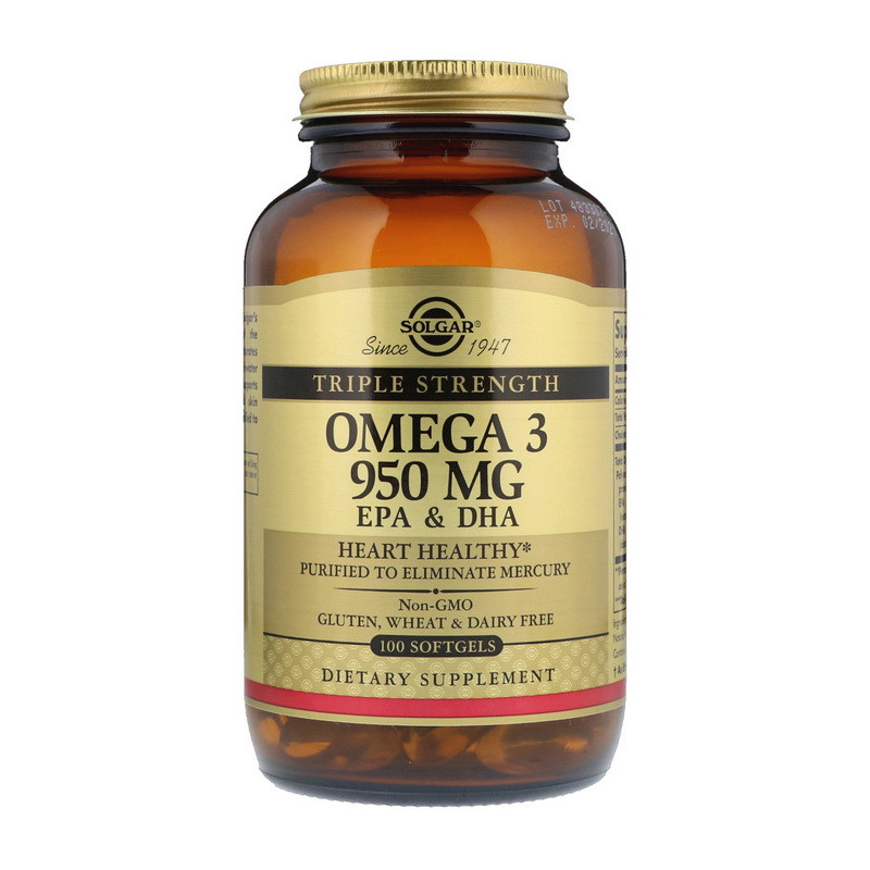 

Жирные кислоты омега 3 рыбий жир Solgar Omega 3 950 mg EPA & DHA (100 softgels)