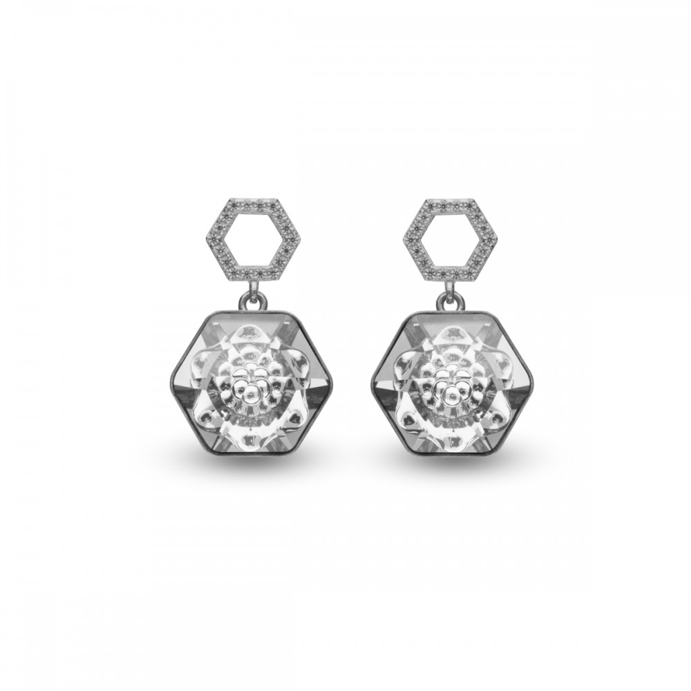 

Серебряные серьги Spark со Swarovski Favo KC468114C