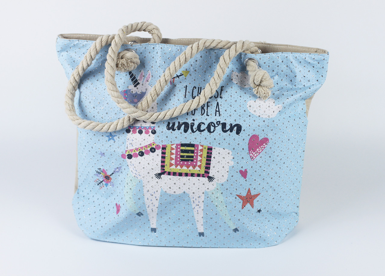 

Сумка пляжная "Лама" 44х33х11см с большими ручками Веревка