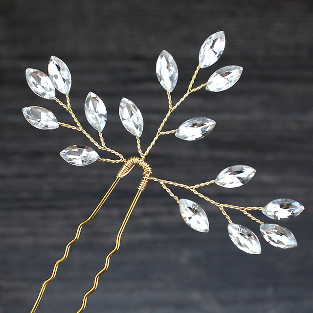 

Свадебная шпилька Кристальная веточка DiaDemaGrand Золотой с белым камнем (061763-8-2)