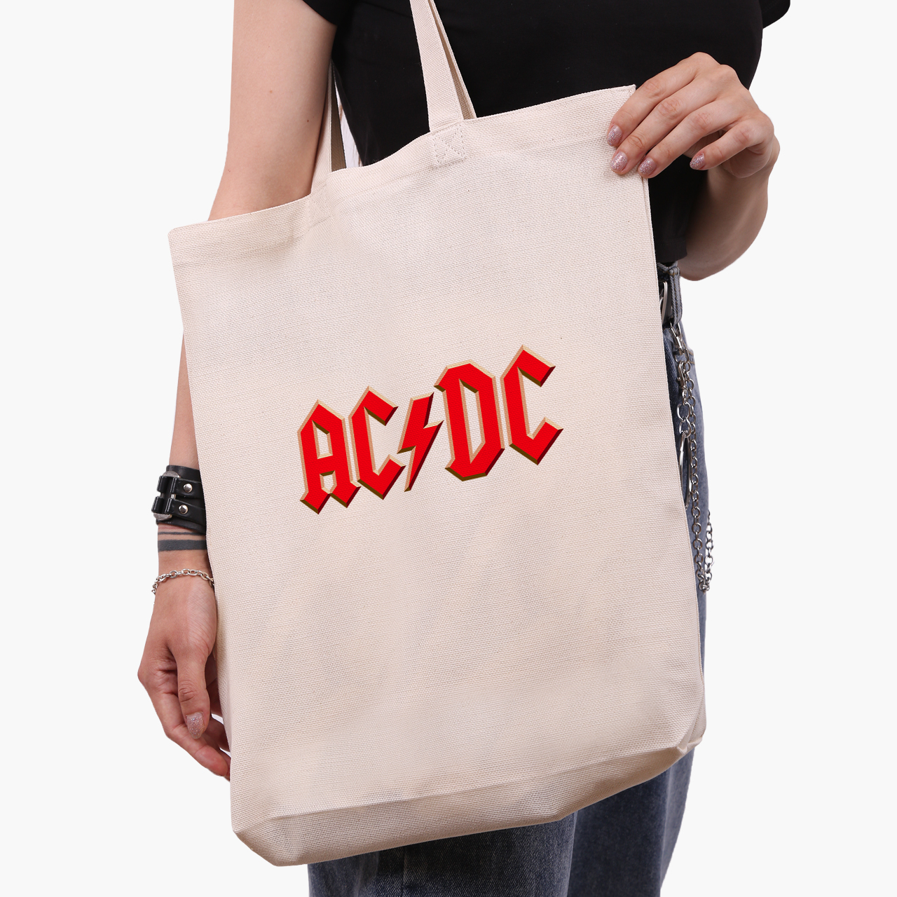 

Эко сумка шоппер АС/ДС (AC/DC) (9227-1980) 41x35 см Белый